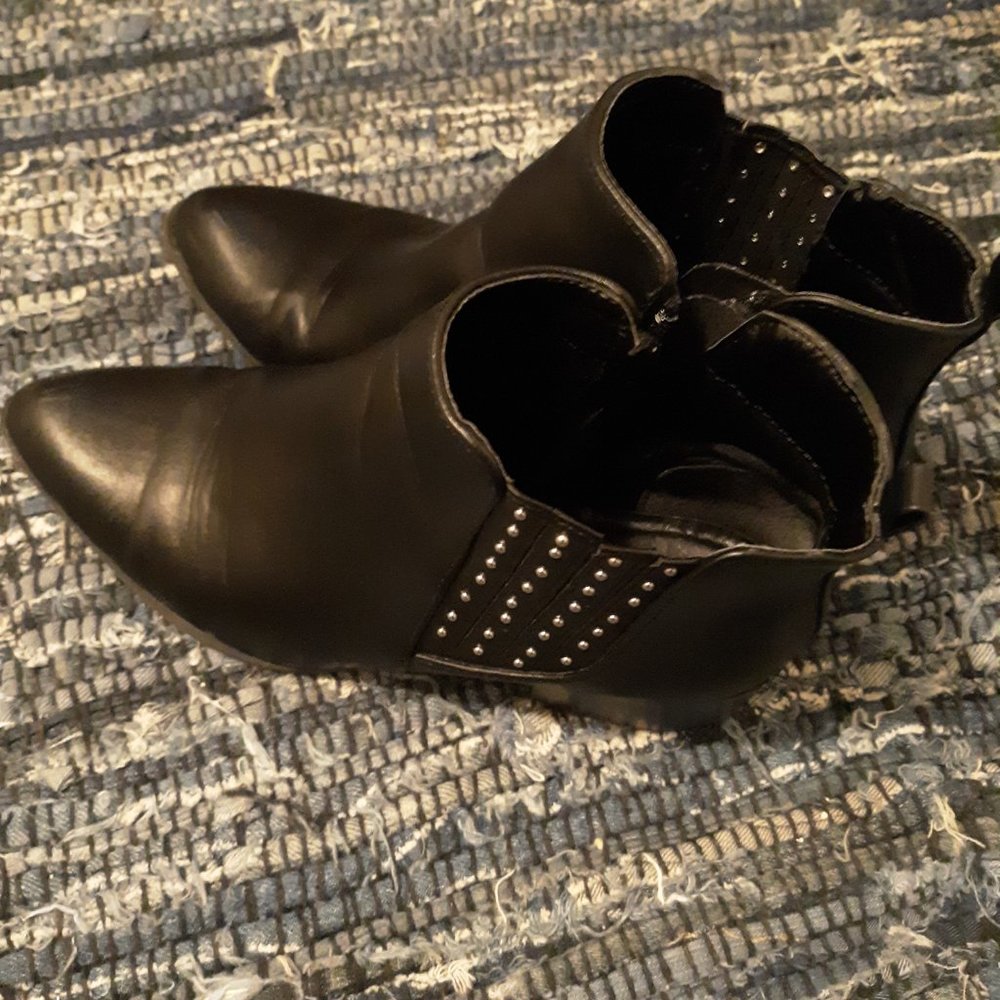 Womens Man Made Leather Zip Up Boots Shoes Size 6